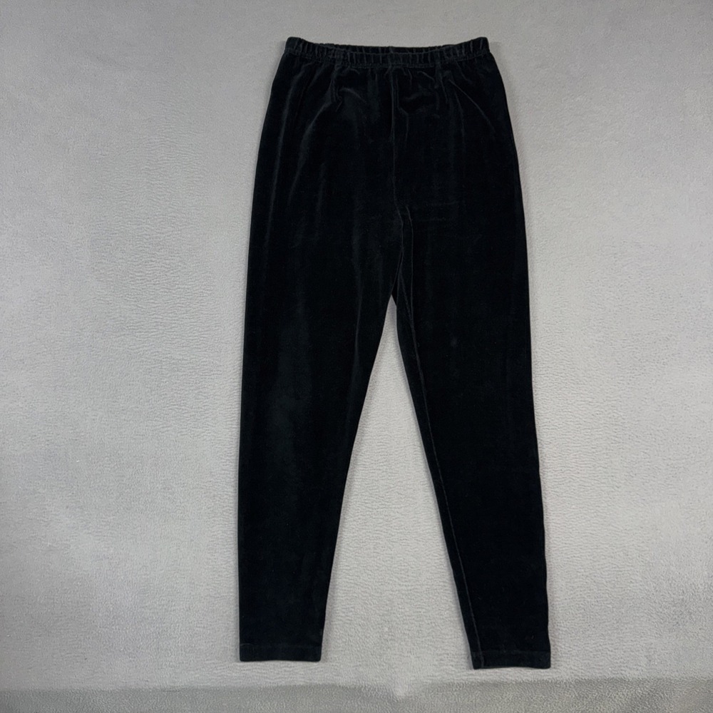 Talbots Pants Womens Large Black Tapered Stretch Pull On Cotton Nylon Vintage